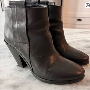 All Saints Sleek Black Leather Ankle Boots 8